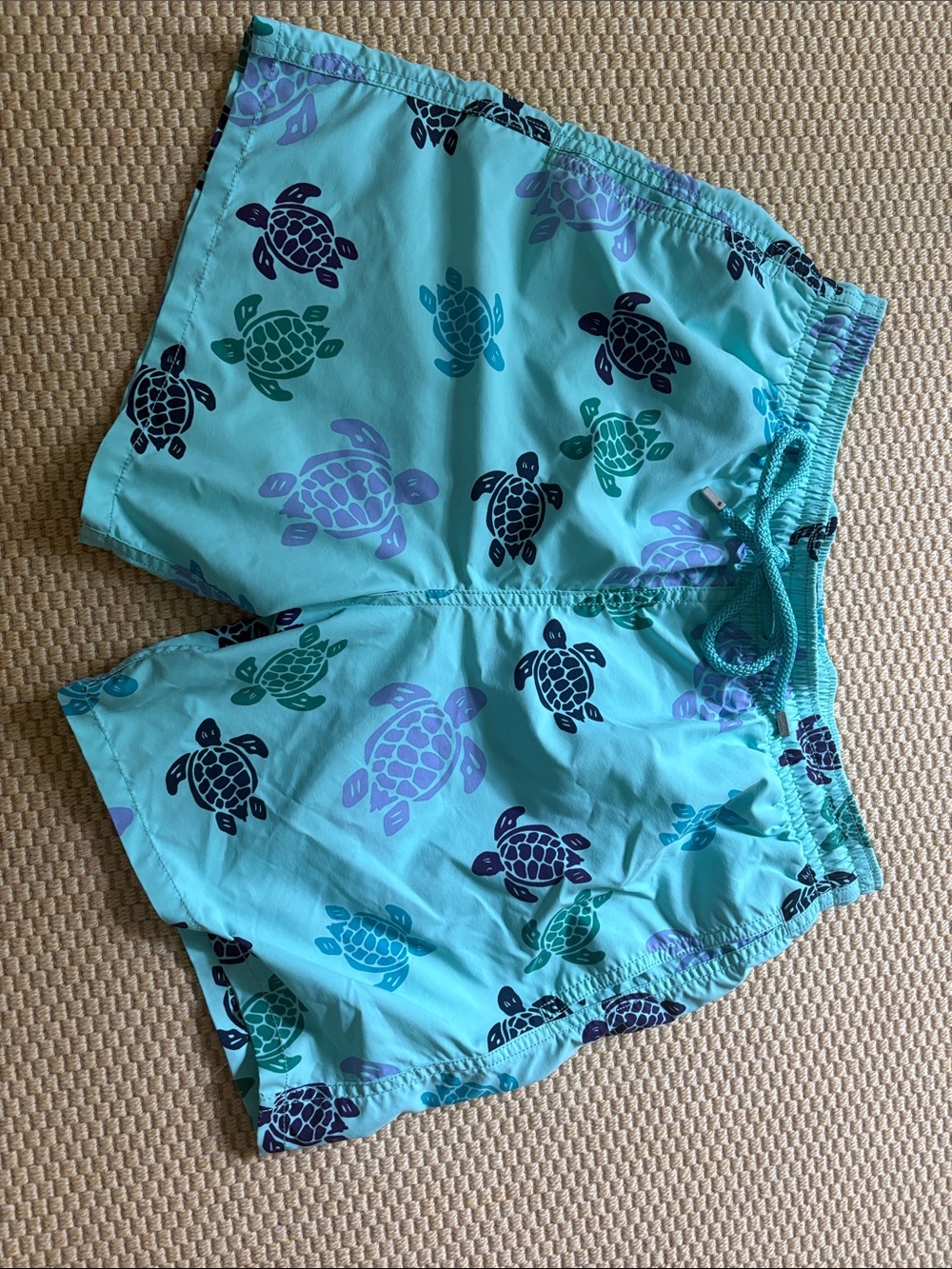 Mens, size L - VilebrequinAqua Turtle Swim Trunks - Teal